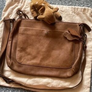 SOLD Brown Leather Roots bag